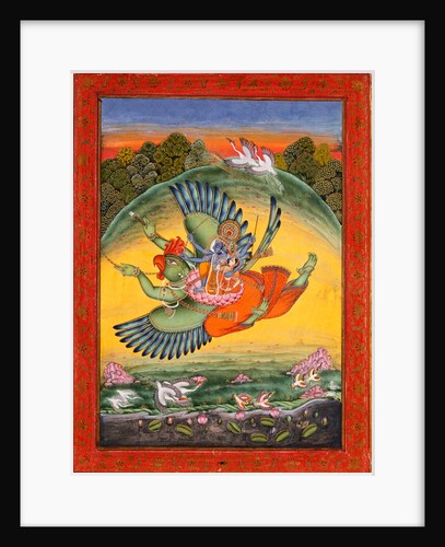 Vishnu and Lakshmi riding the bird Garuda by Unknown