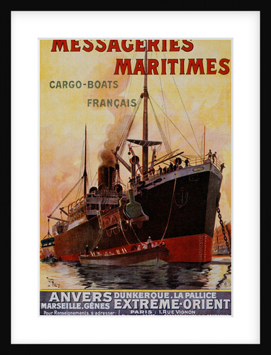 Messageries Maritimes advertising french cargo boats by Unknown