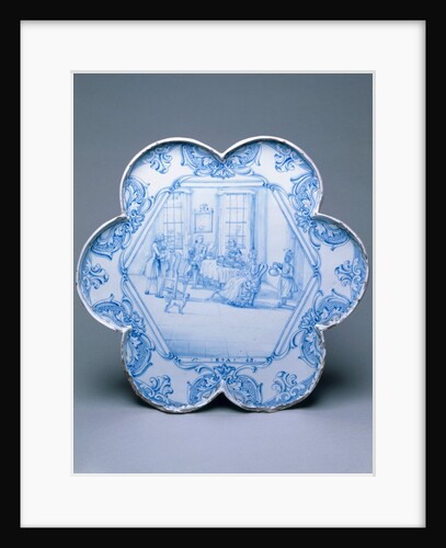 Tray with tea party scene by Unknown