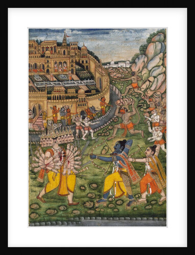 Rama and Lakshmana shooting arrows at the demon Ravana by Unknown