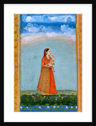 A lady with a bowl of rose flowers by Unknown