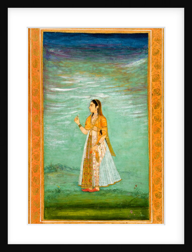 A lady holding a flower by Unknown