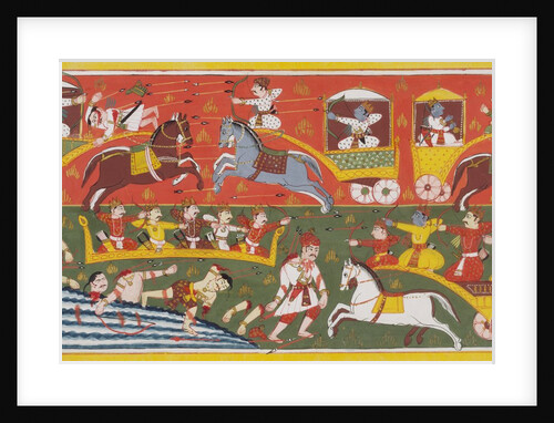 Krishna and an escort engaged in battle by Unknown
