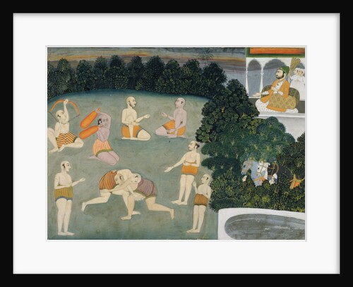 Wrestlers watched by a Prince by Unknown