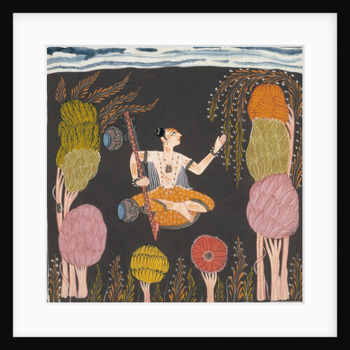 Goda Raga seated holding a vina in a grove by Unknown