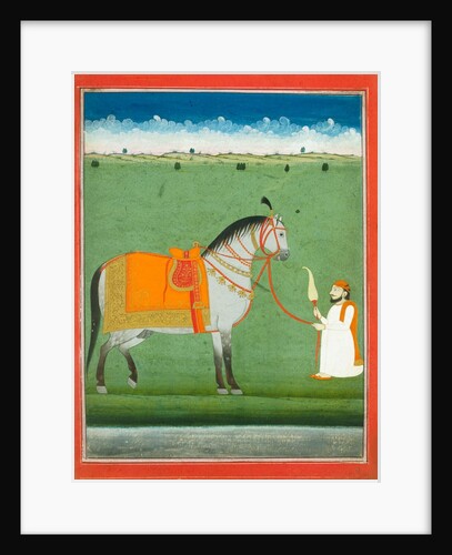 Groom holding a saddled horse. Punjab Plains, Pakistan, mid-19th century by Unknown