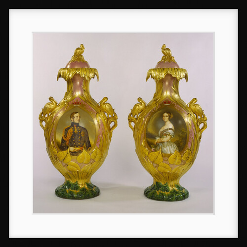 Portraits of Queen Victoria and Prince Albert on a pair of vases. Stoke-on-Trent, Manchester, England, mid-19th century by Unknown