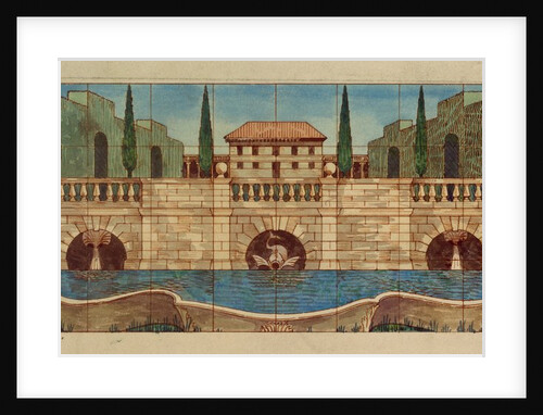 Design for a tile with villa and ornamental garden by Halsey Ralph F.R.I.B.A. Ricardo