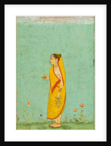 Lady in sari holding a kettle by Unknown