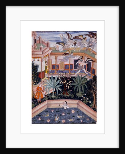 Lady Bathing with Winged Figures. Mughal, India, late 16th century by Unknown