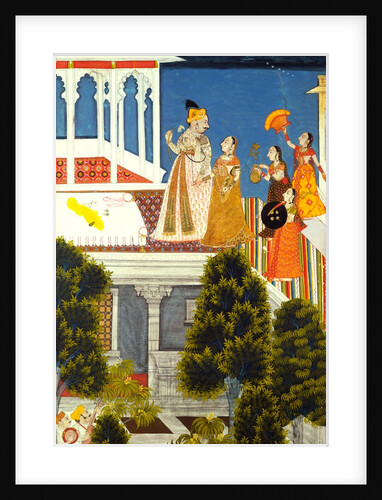 Raja Jagat Singh II walking with ladies on the Palace roof at Udaipur. India, mid-18th century by Unknown
