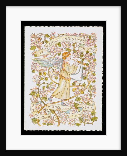 Angel Playing a Horn, a greeting card by Marcus Ward & Co.