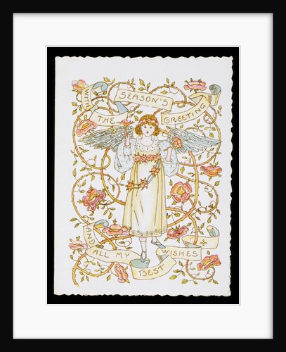 Girl Holding Roses, a greeting card by Marcus Ward & Co.