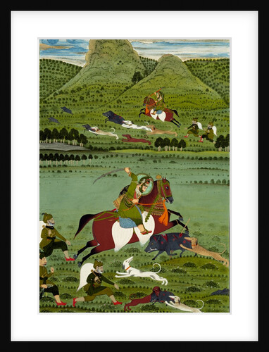 Raja Jawan Singh of Udaipur hunting wild boars. Udaipur, India, 1835 by Unknown