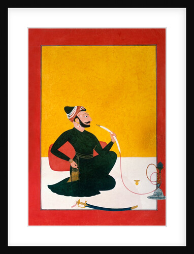Raja Ajmat Dev of Mankot smoking a hookah by Unknown