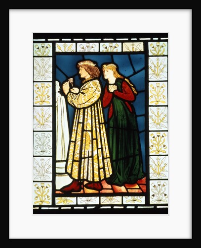 Stained glass panel depicting a scene from King Rene's honeymoon by Edward Coley Burne Jones