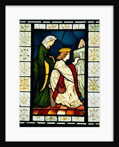 Stained glass panel depicting a scene from King Rene's honeymoon by Edward Coley Burne Jones