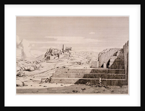 Athenes: A distant view of the Acropolis from the West by Theodore Aligny