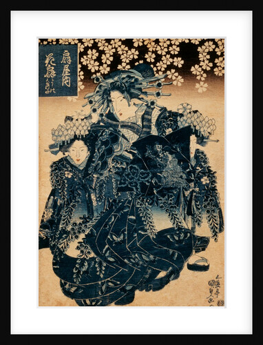 The Courtesan Hanaogi of Ogi-ya with Attendants Yoshino and Tatsuta by Utagawa Kunisada