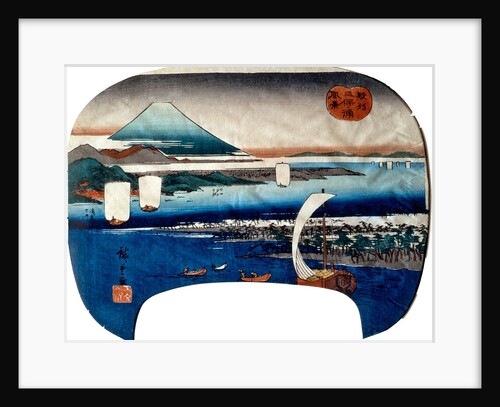 View of Miho-no-ura in Suruga Province, Uchiwa-e-size Nishiki-e by Utagawa Hiroshige