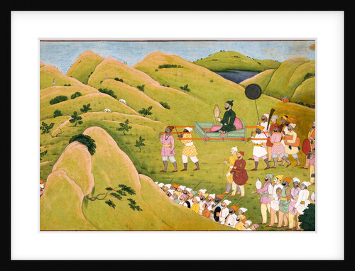 Raja Balwant Singh hawking by Nainsukh