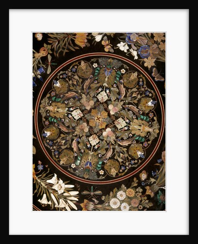 Detail of top table with floral design inlay by J. Randall