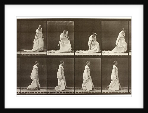 Woman picking up the hem of her dress by Eadweard Muybridge