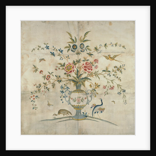 Wallpaper in a chinoiserie style with flowers, birds and butterflies by Anonymous