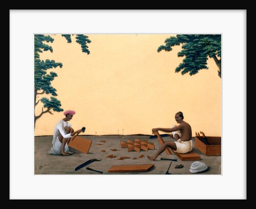 Carpenters making crates for the opium balls by Shiva Lal