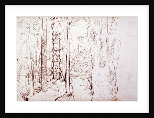 Sketch of a woodland or forest scene by Samuel Palmer