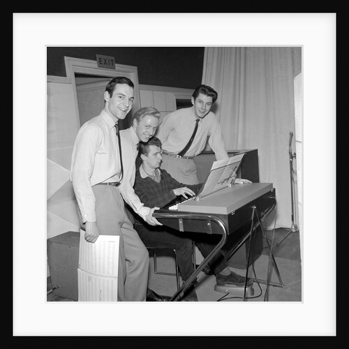 The Overlanders recording at a studio by Harry Hammond