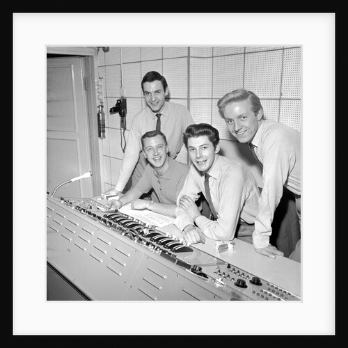 The Overlanders recording at a studio by Harry Hammond
