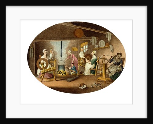 Representing spinning, reeling with the clock reel and boiling the yarn by William Hincks