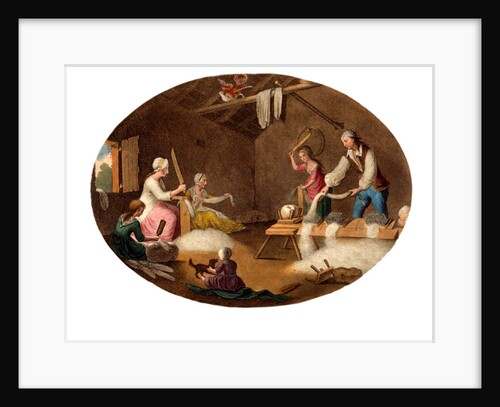 Mill workers in a scutch mill by William Hincks
