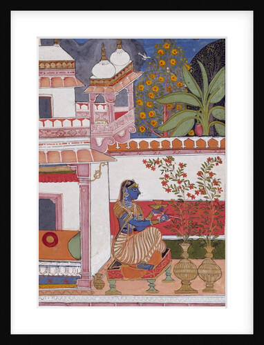 A lady picking flowers from a pot by Unknown