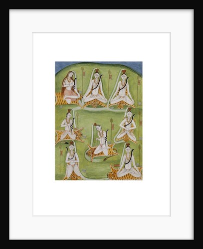Shiva in eight yogic postures. Murshidabad, India, late 18th century by Unknown