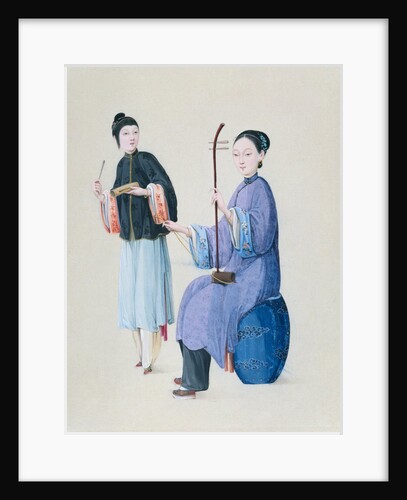 Two Women Playing Musical Instruments by Unknown