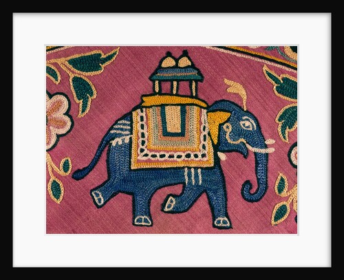 Elephant embroidered on a textile sample by Unknown
