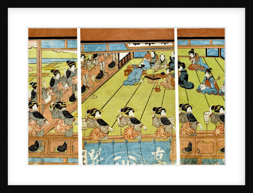 The Ise Ondo Dance at the Restaurant Bizen-ya in Furuichi by Utagawa Kunikane