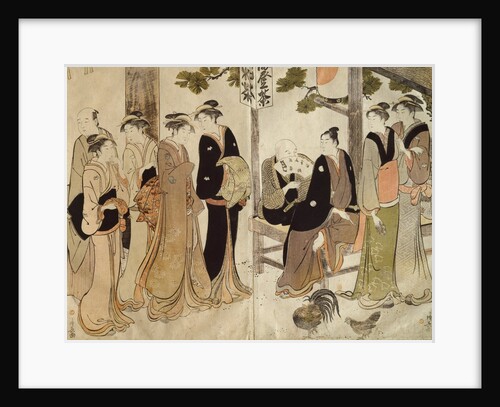 An arranged introduction at a Shrine by Torii Kiyonaga