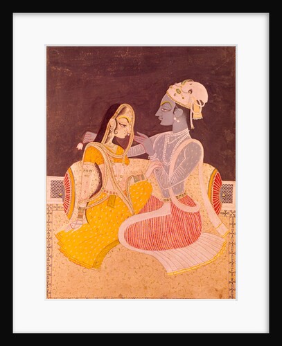 Radha seated with Krishna. Jaipur, India, mid-20th century by Unknown
