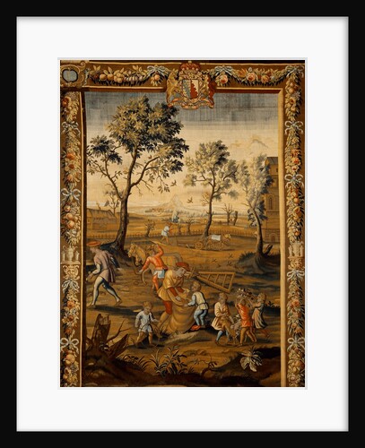 Pannel depicting Milking and Sowing, one of a set of tapestries illustrating The Seasons by Anonymous