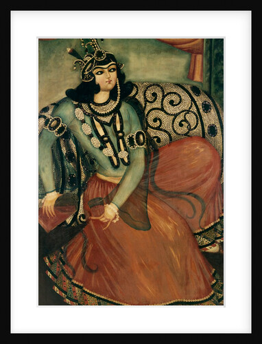 Lady resting against a cushion. Iran, Qajar dynasty, 19th century by Unknown