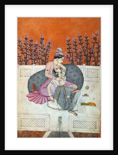 Lovers on a terrace. Guler, India, early 19th century by Unknown