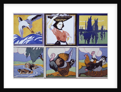 A group of six tiles by The Poole Pottery