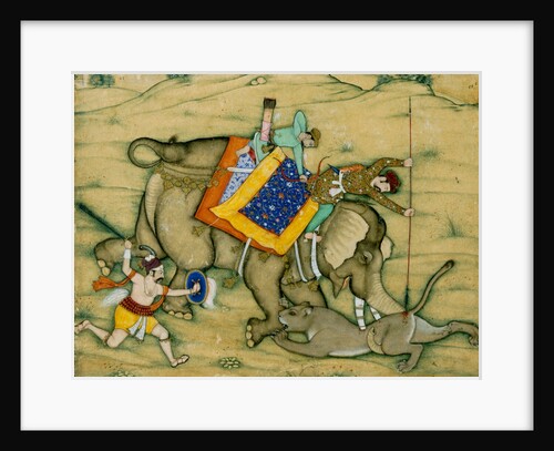 A Mughal Prince spearing a lioness. India, 1605 by Unknown