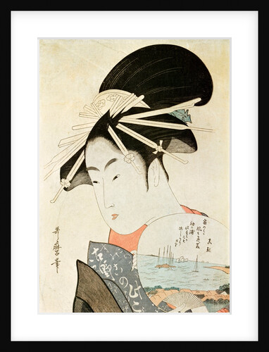 Courtesan with a fan by Kitagawa Utamaro