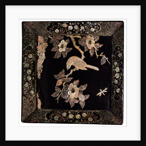 Square tray with Bird on a Flowering Branch. China, 16th century by Unknown