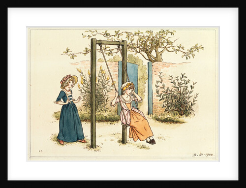 Two girls, one on a swing by Kate Greenaway