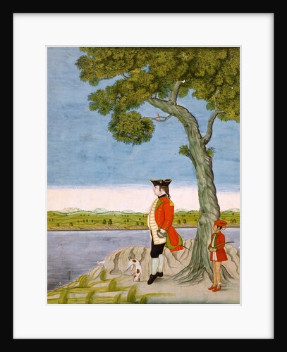 European Officer standing under a tree by a river. Murshidabad, India, late 18th century by Unknown